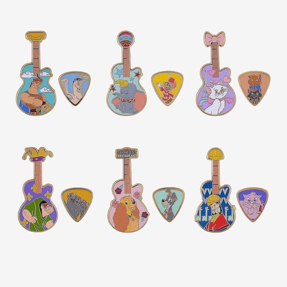 Disney Guitar & Pick Blind Box Enamel Pin Set Exclusive UNOPENED